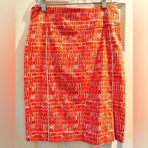 Pencil skirt coral/white. Size Medium.